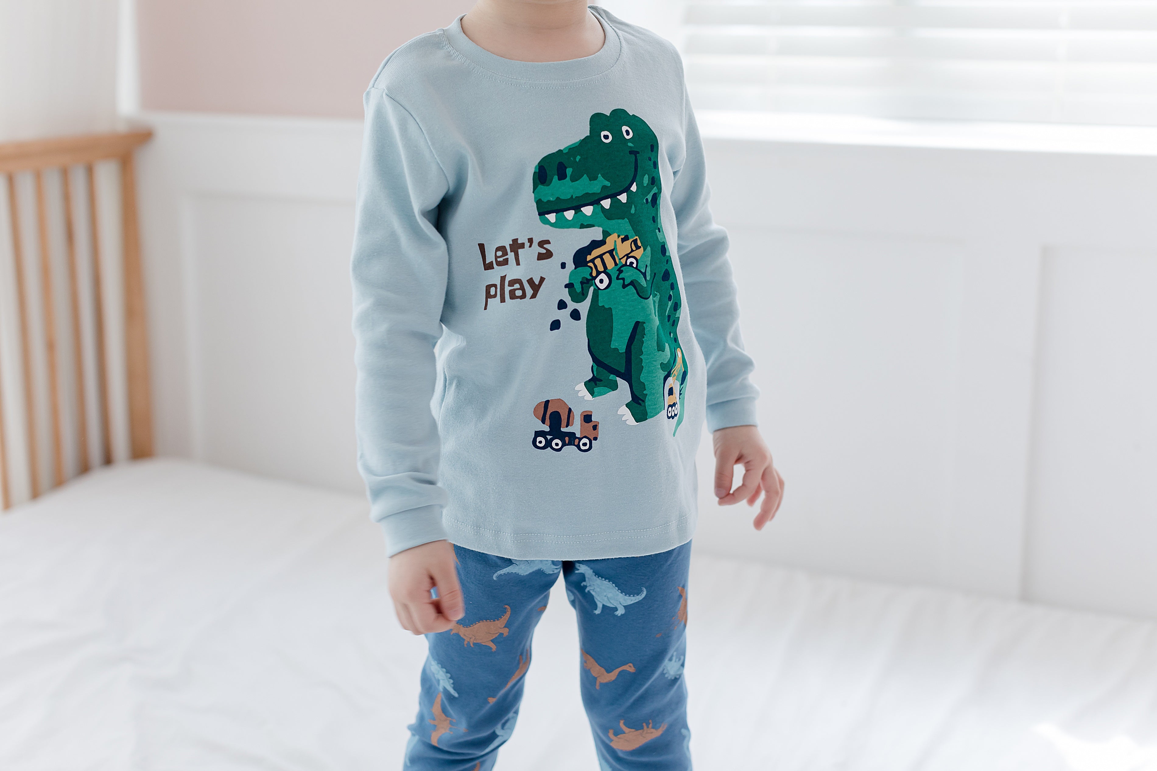 Nuribom Schlafanzug für Jungen und Mädchen_ Aufdruck mit T-Rex